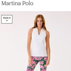 Lilly Pulitzer size medium resort white sleeves Women's v-neck polo upf 50 golf